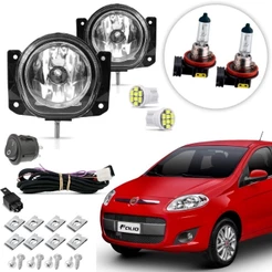 Kit de Farol de Milha Auxiliar Neblina Policarbonato Fiat Palio G5 2012 13 14 15 16 17