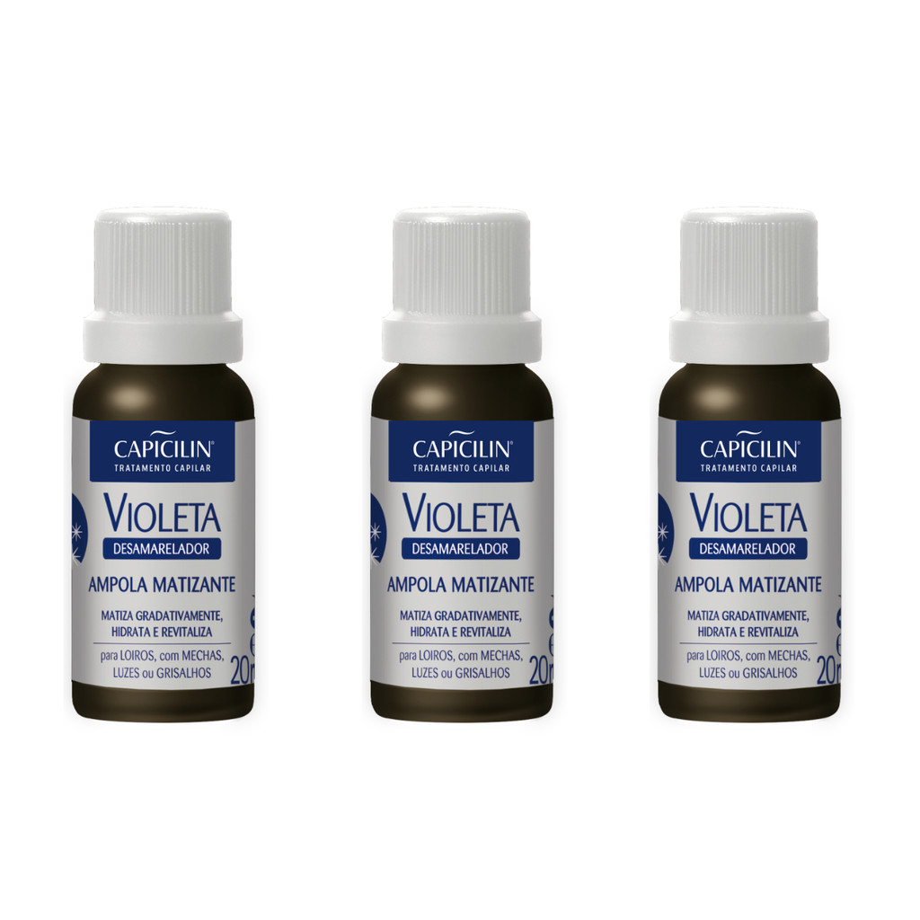 Kit 3 Violeta Ampola Matizante Desamarelador 20ml