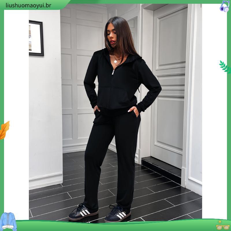 Jaqueta 100% Forrada Corpo Inteiro Academia Fitness Feminina Com Forro Esportiva Capuz Zíper Bolsos