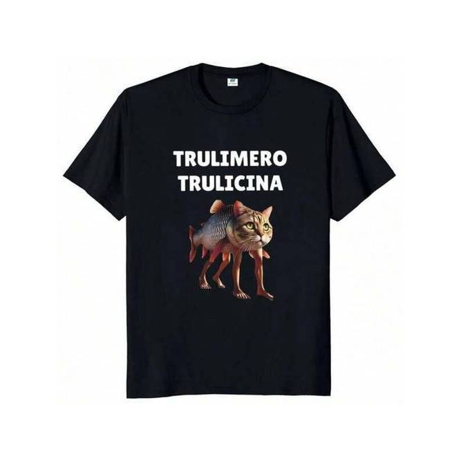 Camiseta Unissex Trulimero Trulichina Meme Gato Viral Video Game Estampada Digital Oversized Confortável Divertida Es...