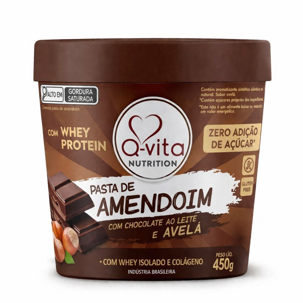 Pasta de Amendoim Choc ao Leite e Avelã QVITA 450g