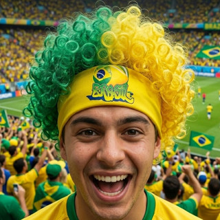 Faixa Cabeça Cabelo Maluco Peruca Brasil Copa Verde Amarelo