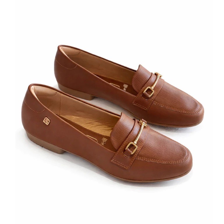 mocassin Santinelli Original Feminina sapatilha Marrom com Detalhe Dourado Confortável Casual Elegante envio imediato