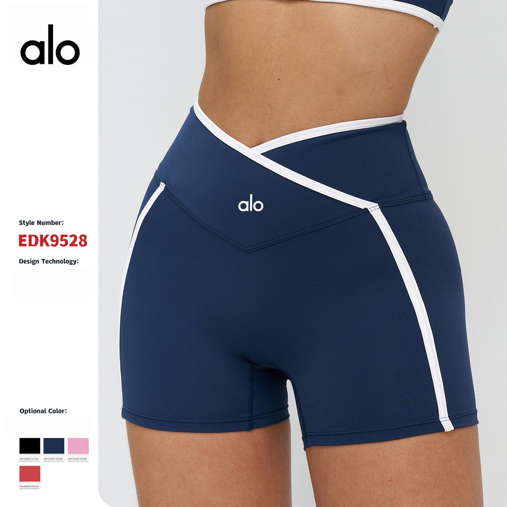 Nude sentir contraste cor Yoga shorts cintura cruzada shorts magros ao ar livre correndo Fitness esportes shorts em Oferta na Shopee