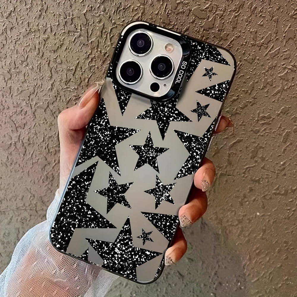 Capinha Estrela Preta com Glitter Anti-impacto iPhone 17 plus XS max XR 11 pro 12 13 15 16 14 PLUS 7 8 PLUS Casos em Oferta na Shopee