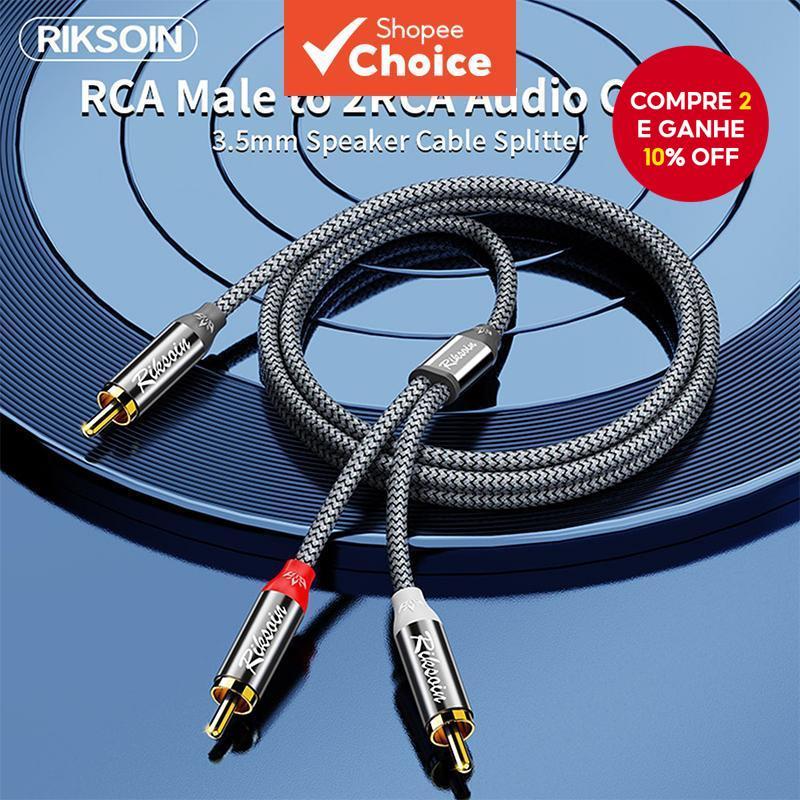 Riksoin RCA Para 2RCA Subwoofer Cabo 2RCA 1RCA Bidirecional Y Adaptador em Oferta na Shopee
