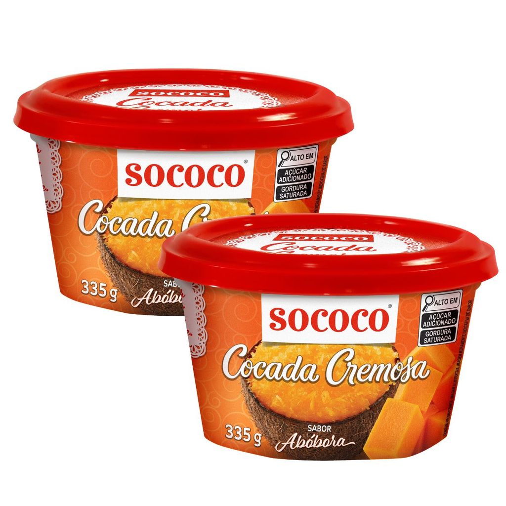 Pack 2un Cocada Doce Cremosa de Coco e Abóbora Sococo 335g