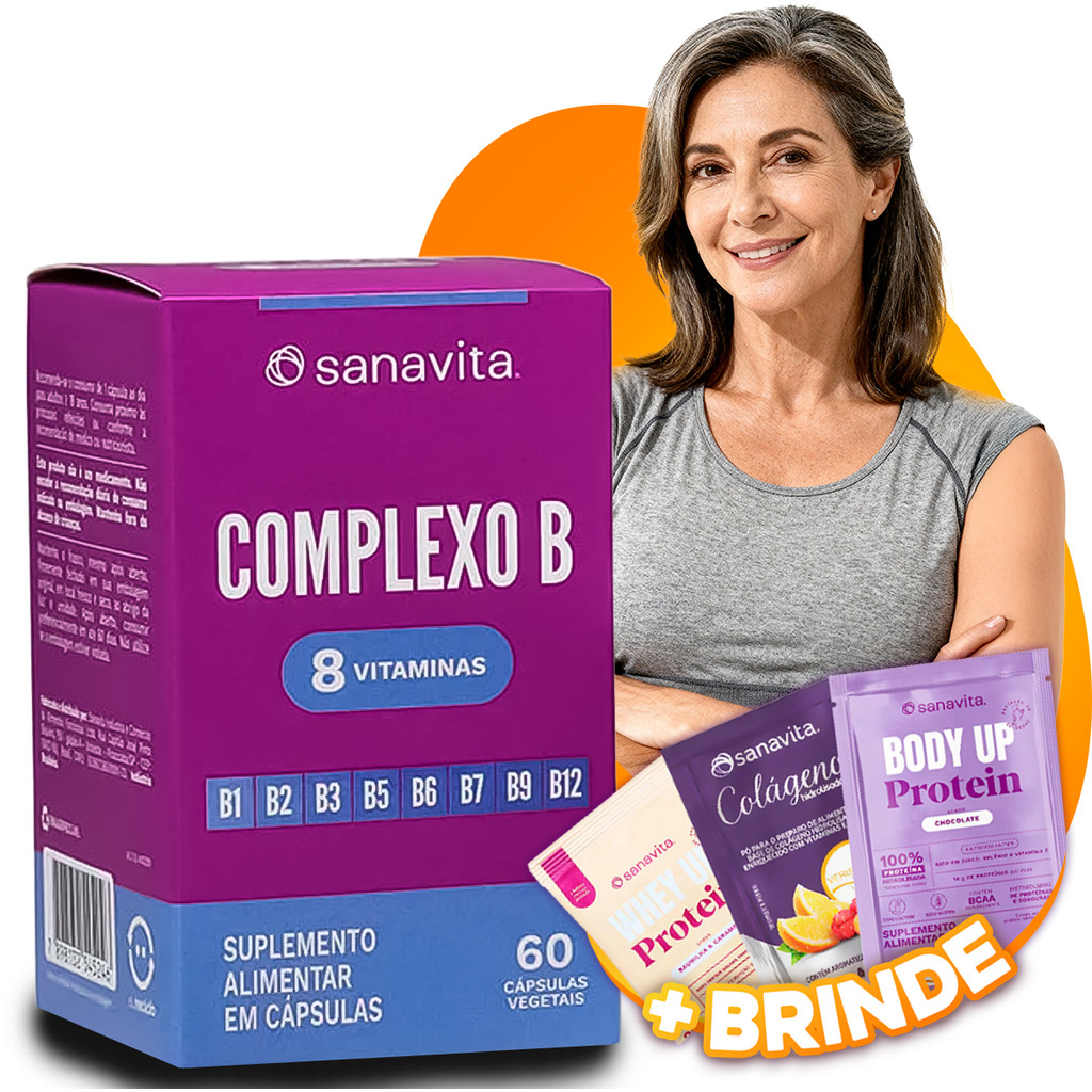 Complexo B 60 Cápsulas Vitamina B12 Metilcobalamina B1 B2 B3 B5 B6 B7 Suplemento Energia Sanavita