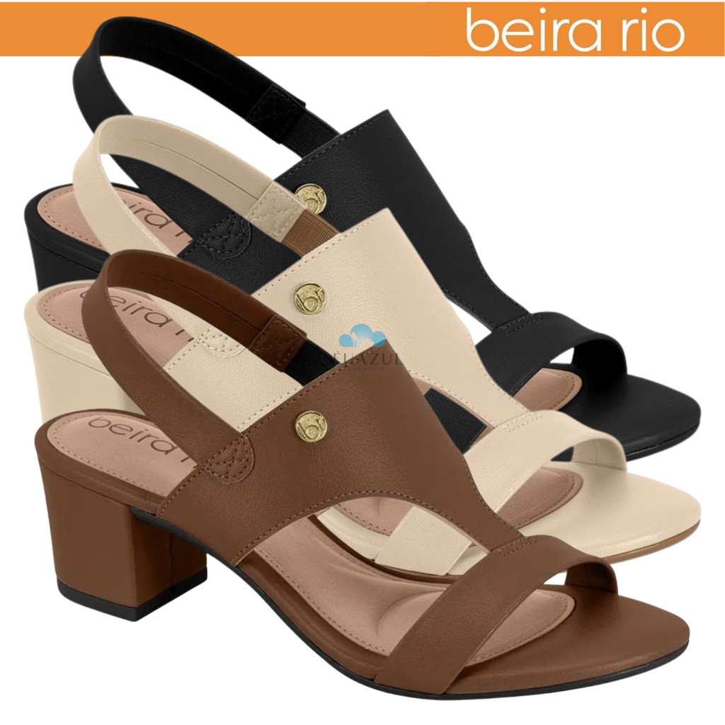 Sandália Beira Rio Feminina Salto Bloco Médio Conforto Original