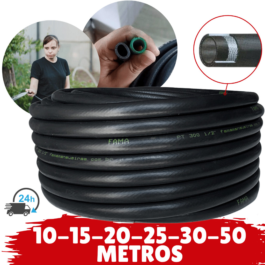 Mangueira Flexível Emborrachada Mangueira Preta Para Jardim Reforçada Meia Polegada em Oferta na Shopee