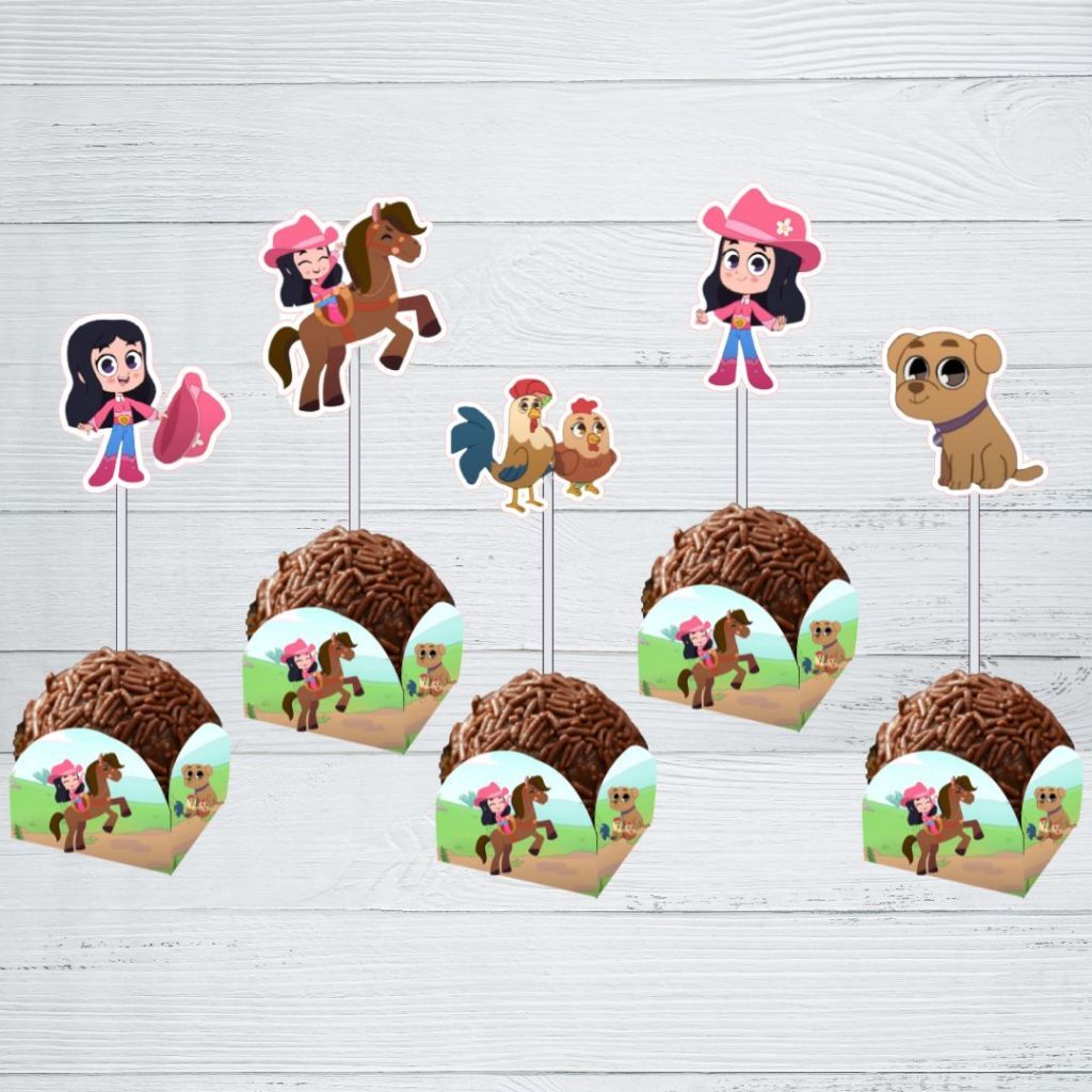 Kit 50 Forminhas + 50 Topper para Docinhos Personalizados Boiadeirinha | Festa  Infantil | Forminhas 4 pétalas