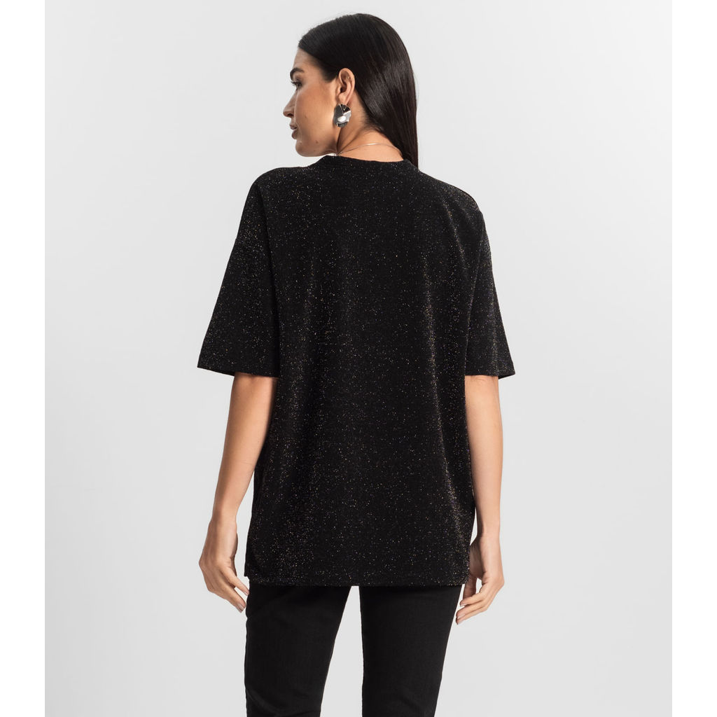 Detalhes do Blusa Feminina T-Shirt Over Rovitex Preto