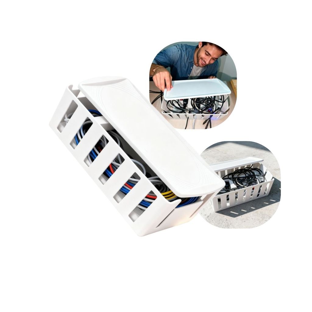 Caixa Com Ventilação Organizadora De Cabos e Tomadas Com Tampa Esconde Fios Ideal Para Escritório, Home Office e Sala em Oferta na Shopee