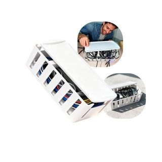 Caixa Com Ventilação Organizadora De Cabos e Tomadas Com Tampa Esconde Fios Ideal Para Escritório, Home Office e Sala