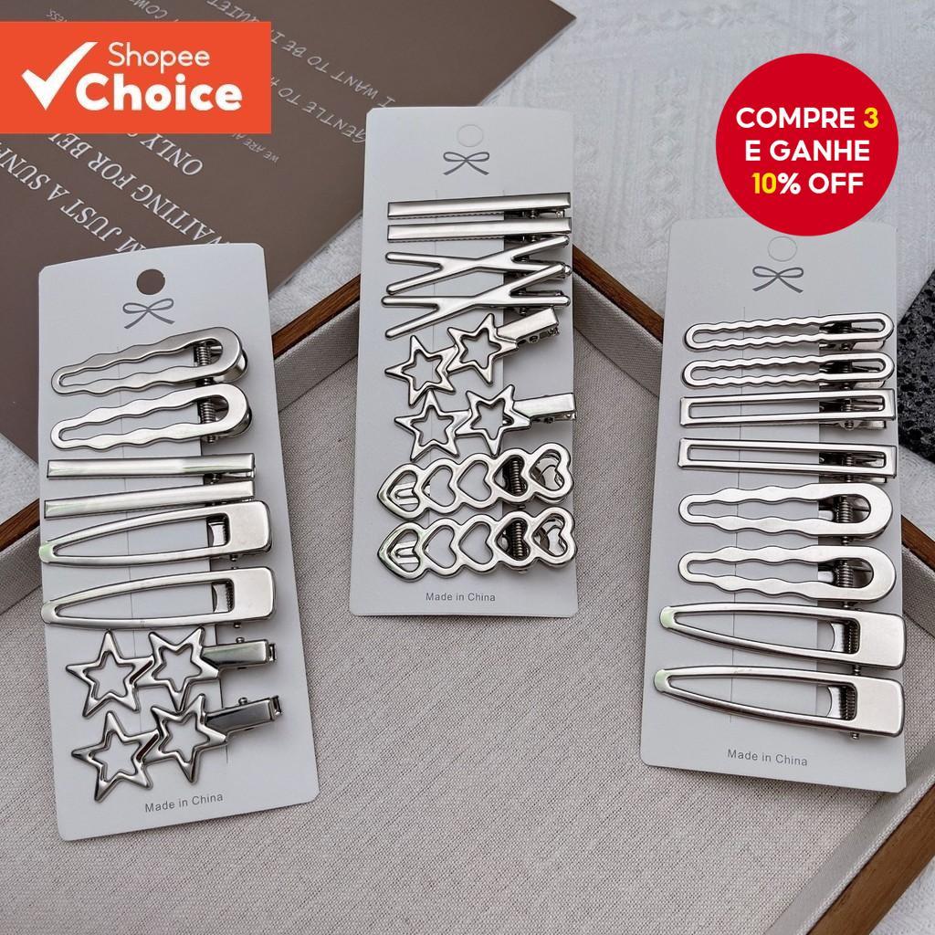 Grampo De Cabelo De Metal Prateado – Clipe De Franja Lateral Para Mulheres , Acessório De Estilo Quebrado , Felpudo