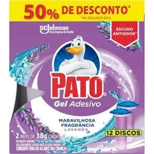 Desodorizador Pato Gel Adesivo Lavanda Refil 6 Discos Kit com 2 un
