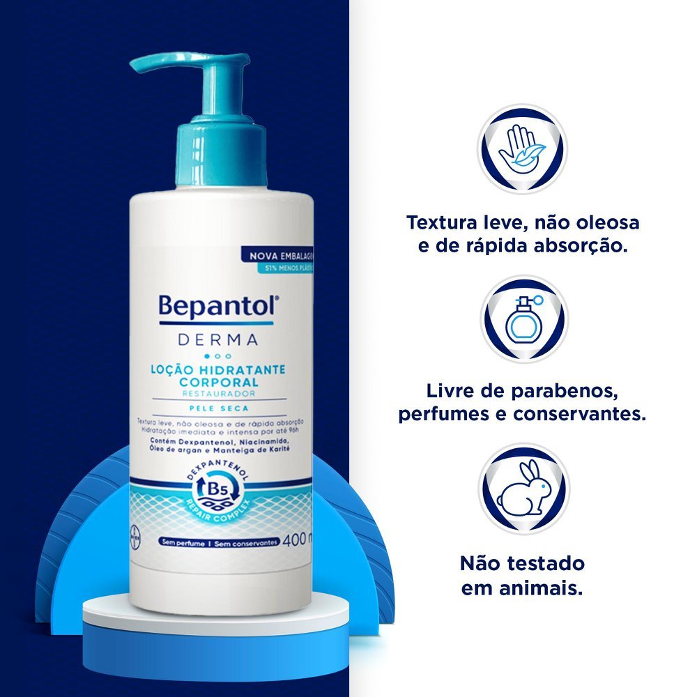Detalhes do Loção Corporal Bepantol Derma Hidratante Restaurador Pele Seca 400ml