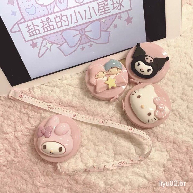 Hello Kitty Fita Adesiva Portátil Pequena Medida Sanrio Cinnamoroll Kuromi Cartoon Régua Macia Medição Da Cintura Telesc em Oferta na Shopee