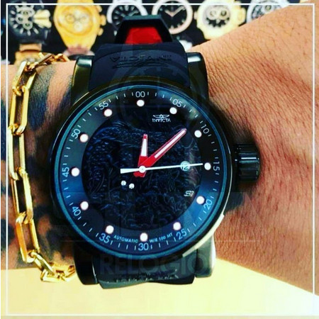 Relógio Masculino S1 Rally Yakuza 15863 Preto Branco Dourado Homem Com Caixa