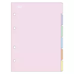 Kit com 6 Divisórias Para Caderno Argolado UNIVERSITARIO Tons Pasteis - Tilibra