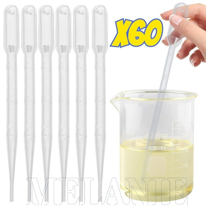 Conta-Gotas De Pipeta Transparente De 60 Unidades-De Transferência De Plástico Segura Descartável Escala De 1/2/3ML-Pequ