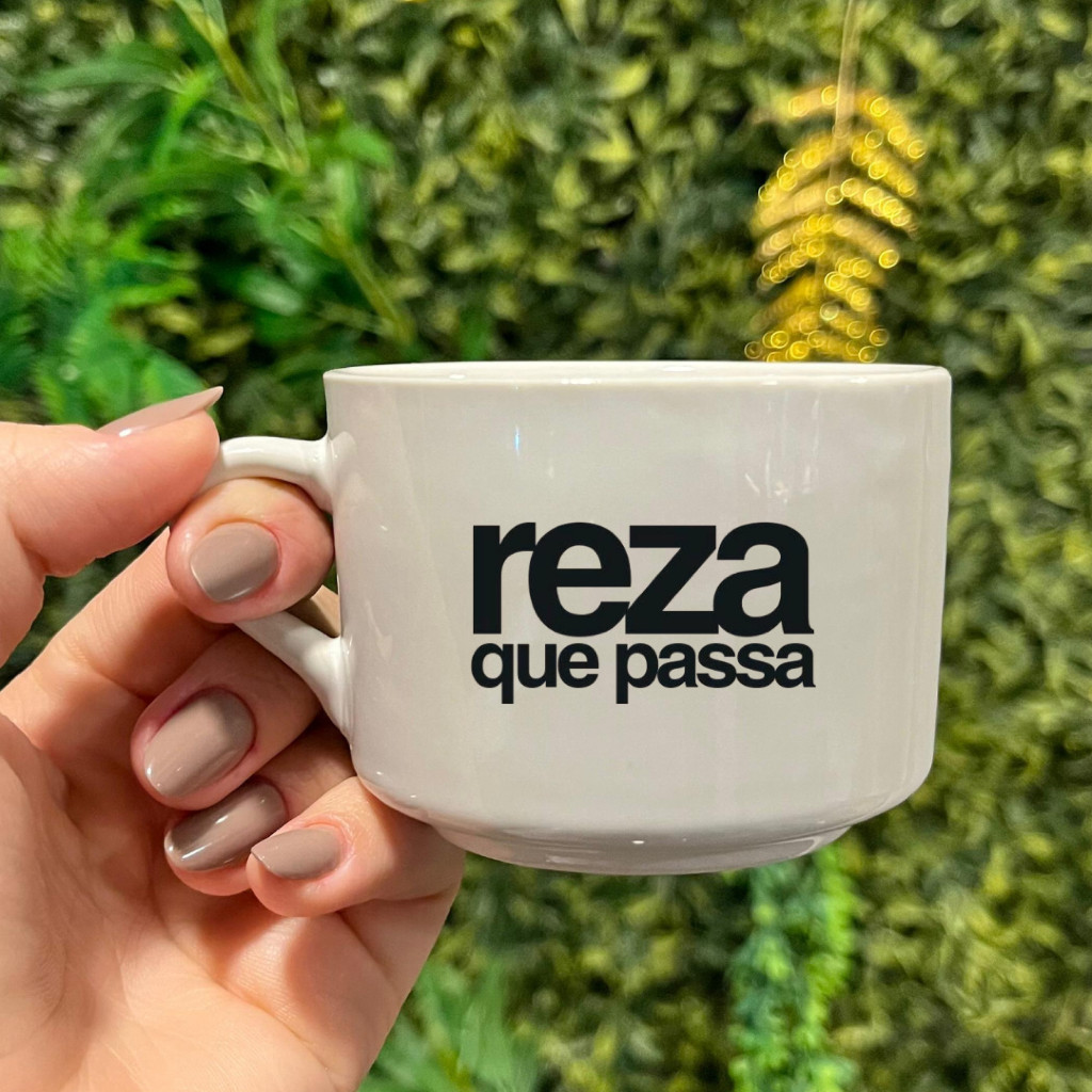 xícara caneca frase motivacional religiosa reza que passa presente decoração porcelana louça
