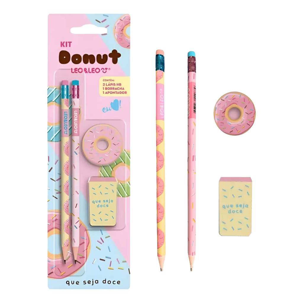 Kit Lápis Hb Donut Lápis/Apontador/Borracha Leo&Leo Leonora - 72178 em Oferta na Shopee