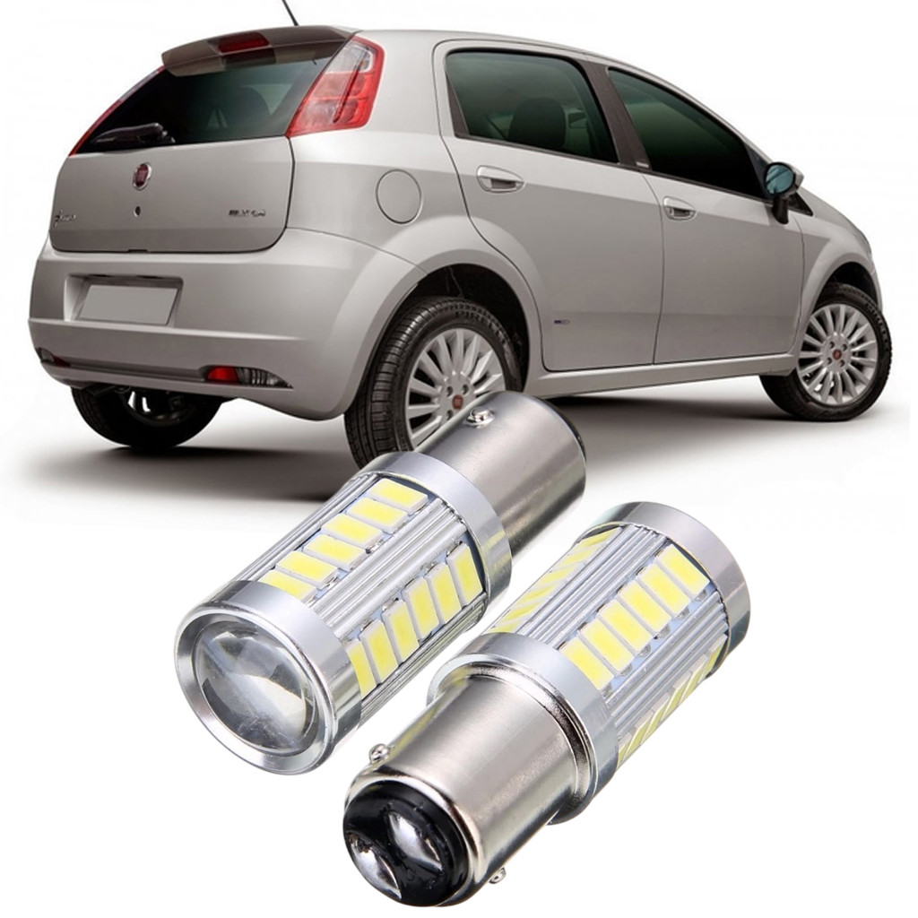 Kit Lampadas Ultra LED Premium Luz de Freio Fiat Punto 2 Polos 33 Leds P21/5W