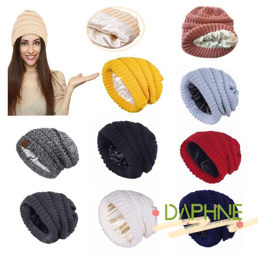 Chapéu De Malha DAPHNE , Gorro De Inverno Forrado De Cetim De Seda Espessado , Proteção De Ouvido Para Manter O Pulôver