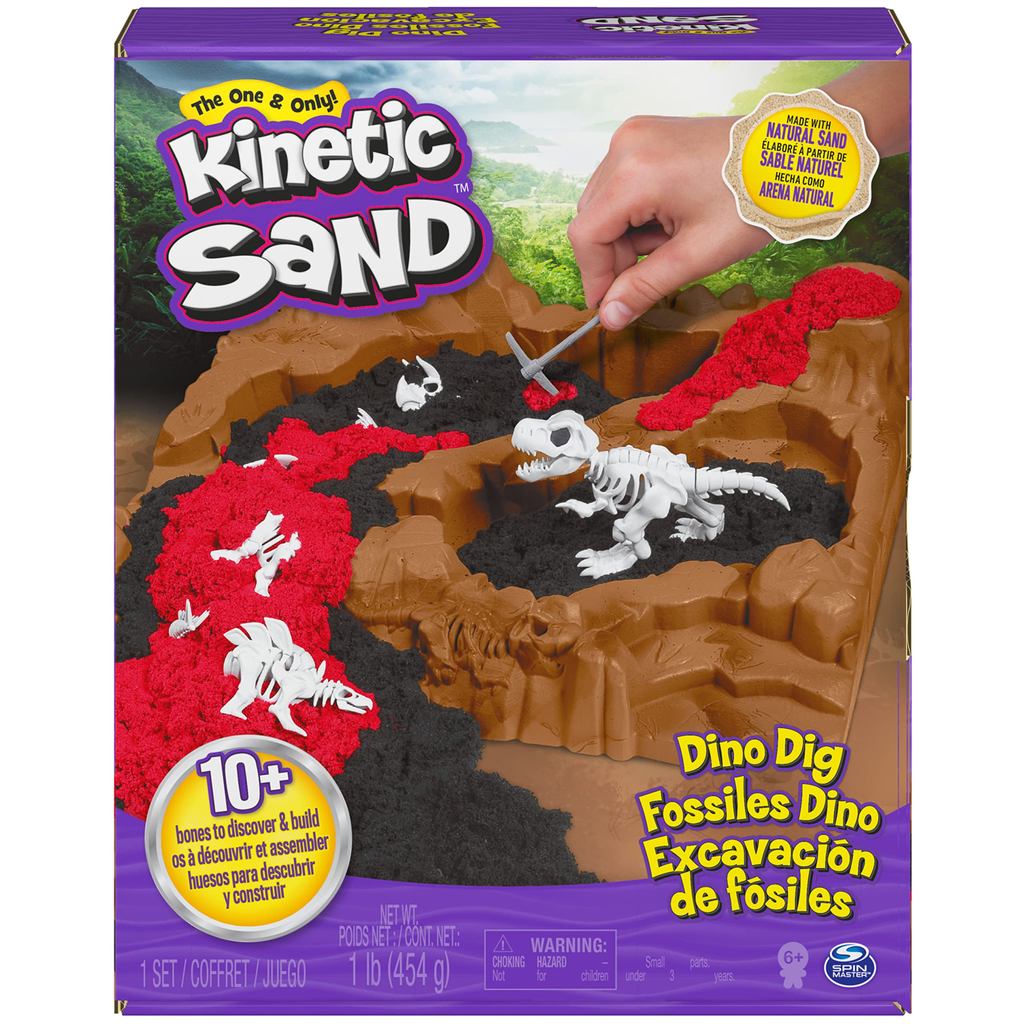 Conjunto de brinquedos de escavação de dinossauro de areia cinética, contém 10 ossos de dinossauro ocultos, adequado par