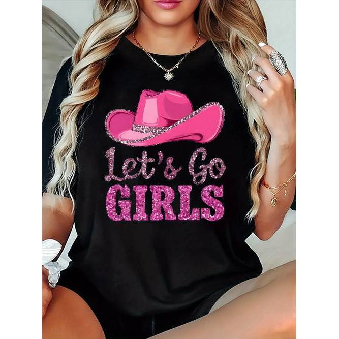Camiseta Plus Size Chic Feminina Personagem Cartoon Letter Estampada Confortável Estilosa Versátil Casual