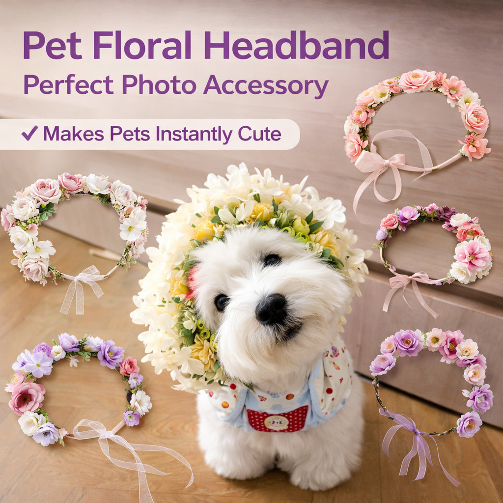 Cão hairpin flor cocar gato animal de estimação diy bandana de alto valor foto adereços ajustável hairpin