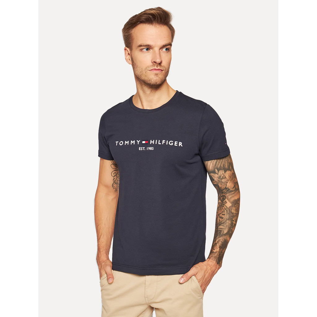 Camiseta Tommy Hilfiger Masculina Core Logo Tee Azul Marinho em Oferta na Shopee
