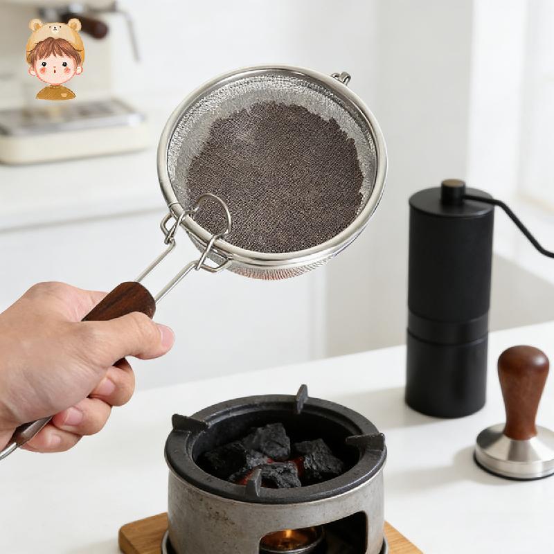Torrador De Grãos De Café Aço Inoxidável Tambor De Torrefação Doméstico Alça Resistente Ao Calor Compacto