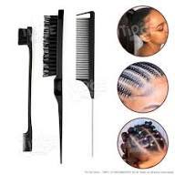 Kit 3 Peças Penteado 1 Escova Fina Coque 1 Pente Cabo Fino Metal 1 Pente Escova Baby Hair