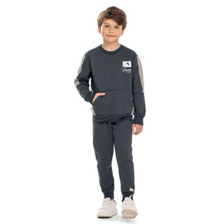 Conjunto Infantil Menino Moletom Recortes Elian Cinza em Oferta na Shopee