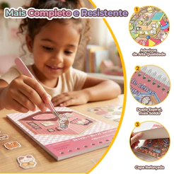 Livro de Cenarios Adesivos 3D Kawaii Caderno DIY Scrapbooking Brinquedo Infantil Menina Kit Adesivo Fofo