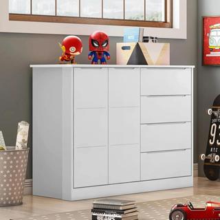 Cômoda Infantil 2 Portas e 4 Gavetas Eloá Branco - Phoenix em Oferta na Shopee