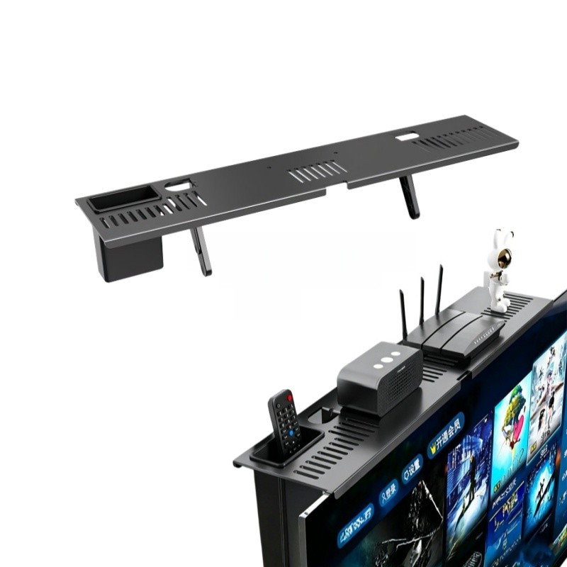 Suporte Prateleira Superior Para TV E Monitor Organizador De Roteador Conversor E Controle Em Aço Sem Furos