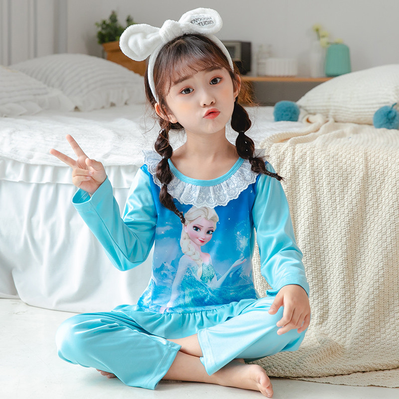 Crianças pijamas infantis meninas primavera outono fino manga comprida meninas bebê crianças dos desenhos animados princ