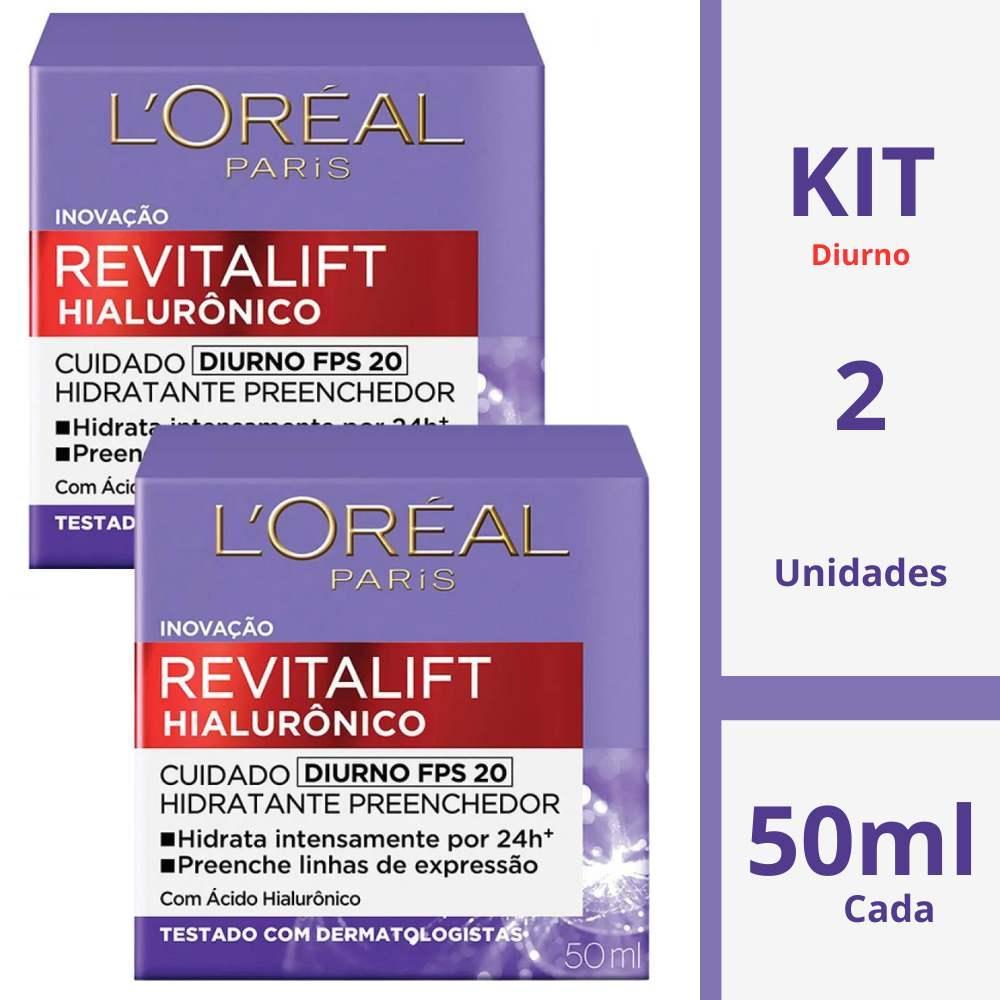 Kit 2 Cremes Faciais Loreal Revitalift Hialurônico Dia 50ml em Oferta na Shopee