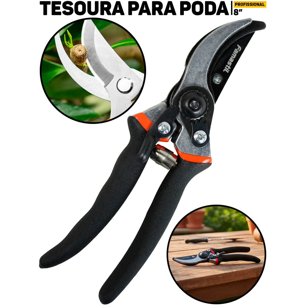 Tesoura Poda Profissional Famastil 8 Cabo Emborrachado P/ Jardinagem Plantas em Oferta na Shopee