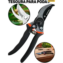Tesoura Poda Profissional Famastil 8 Cabo Emborrachado P/ Jardinagem Plantas