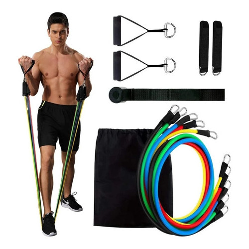 Imagem Kit 11 Elástico Extensor Exercício Fisioterapia Ditap Variedades Academia Em Casa Treino Completo
