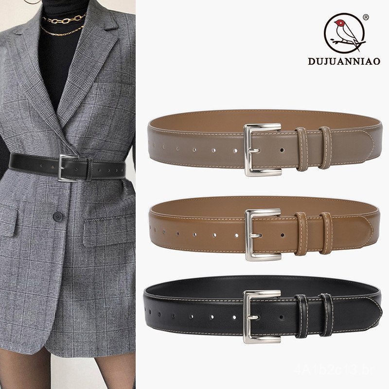 Cinto feminino, novo estilo de moda, fivela de pino, versátil, cinto largo para vestidos, cinto decorativo para sobretud