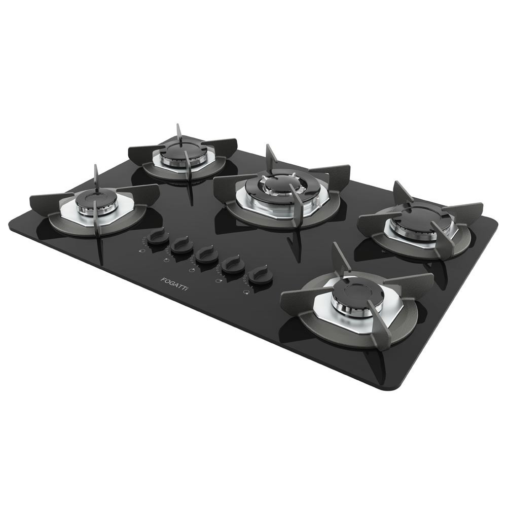 Cooktop Fogatti Safe Ferro Fundido 5 Bocas Tripla Chama GLP