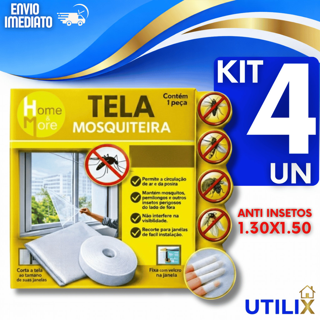 Mata  Mosquiteiro tela de Mosquiteira cortina  130x150cm Velcro Adesivo Janela Anti Inseto Casa Multiuso Utilidades