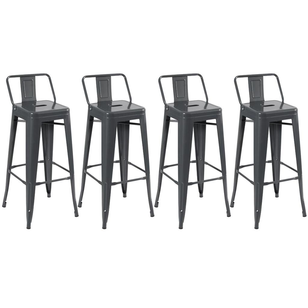 Kit 4 Banquetas Laráz Iron Tolix Alta 76cm Cinza Escuro