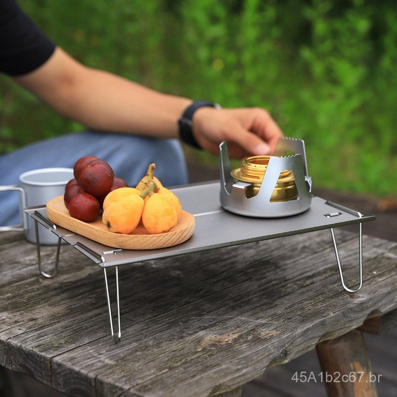 Mesa dobrável para piquenique ao ar livre, mesa de chá portátil pequena, mesa de camping, suporte de chá pequeno em alum