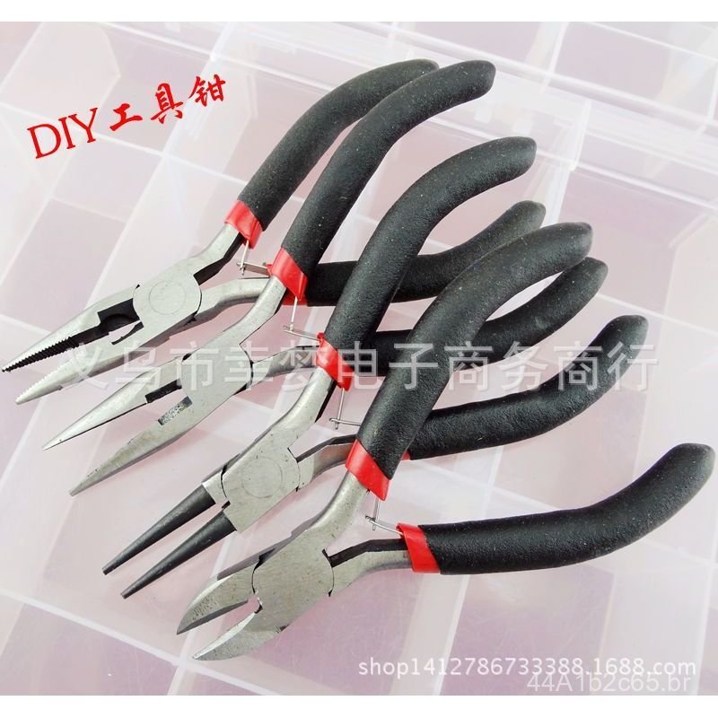 Fornecimento de alicates de bico fino para joias artesanais DIY, mini alicates de corte lateral para miçangas, 4 tipos d